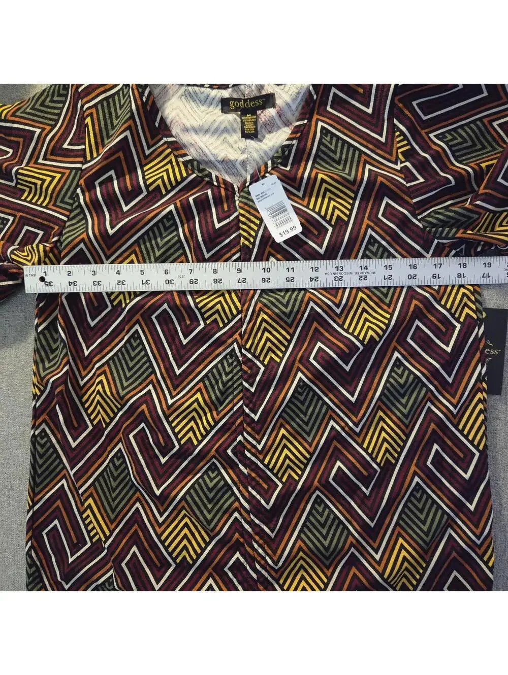 Goddess Geometric Patterned Drawstring Top, Size M - Picture 4 of 7
